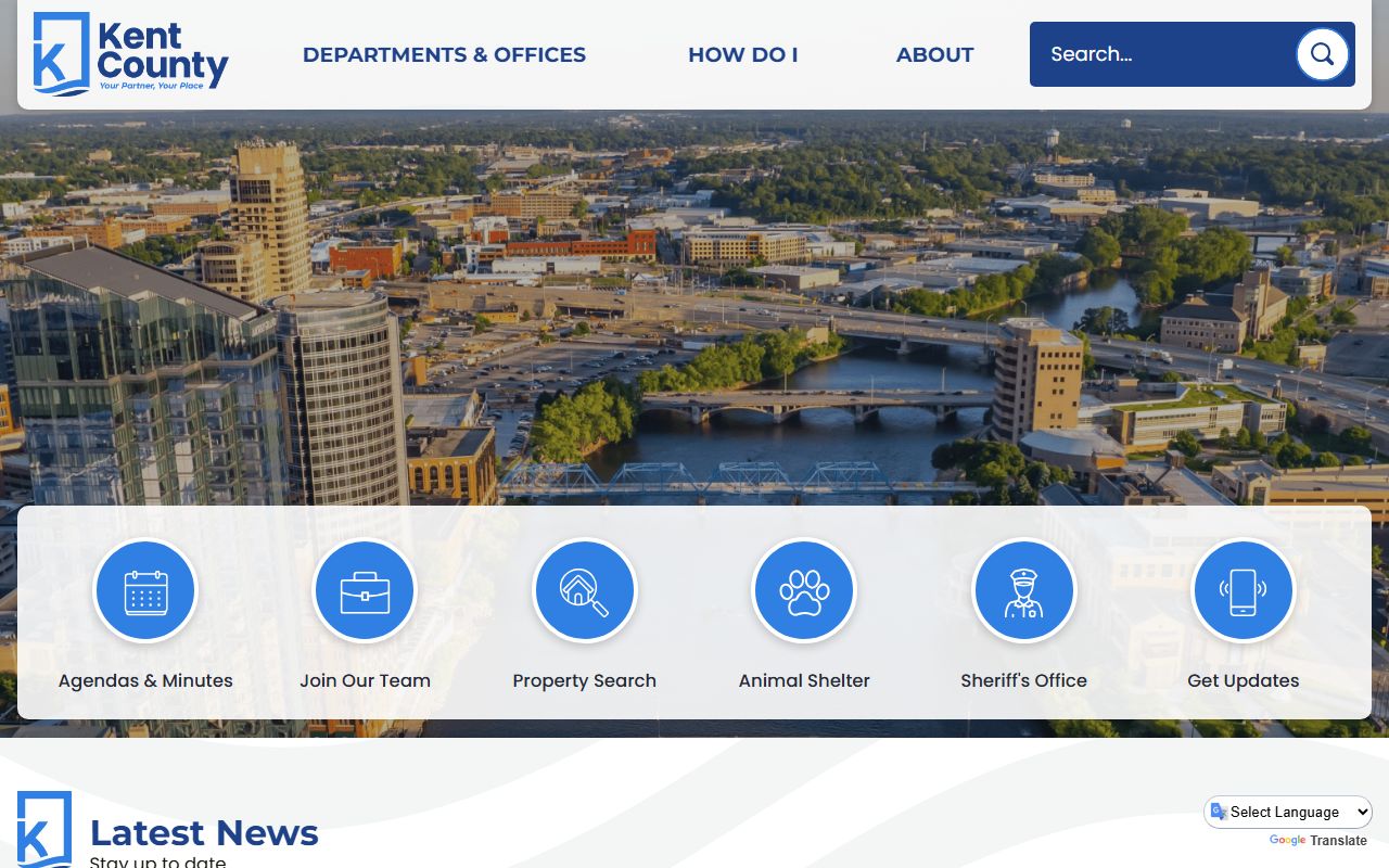 Kent County homepage department directory for Kent County Court
