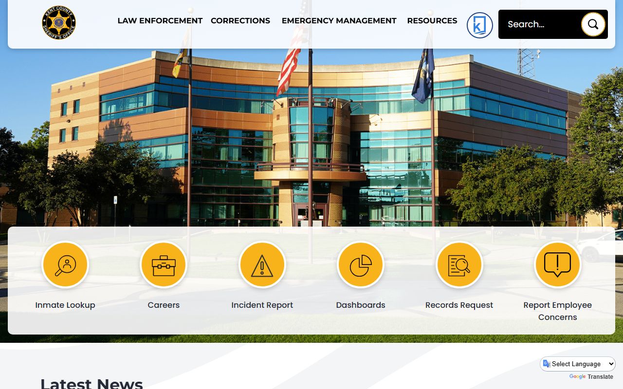 Kent County Sheriff page used to source jail population trend data