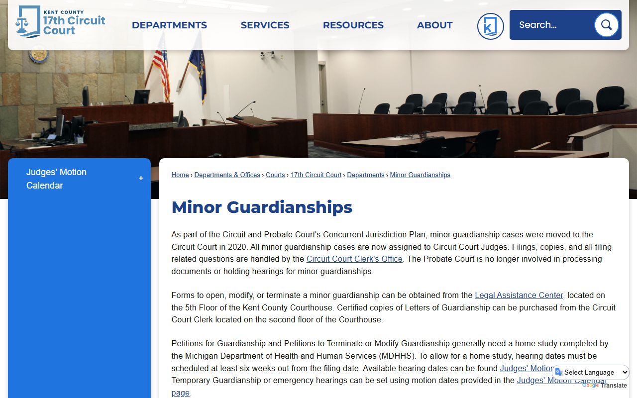 Kent County probate records minor guardianships page