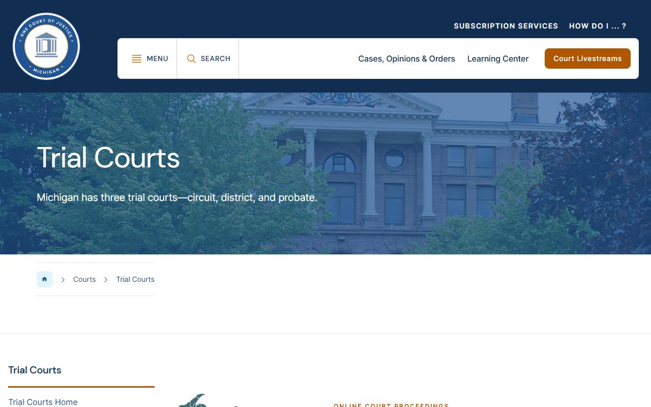 Michigan trial courts page covering Kent County